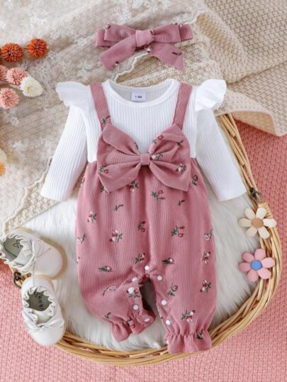 🌸 طقم  زهري - نعومة وأناقة لطفلتكِ! 🎀